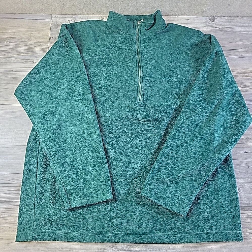 Vintage LL Bean Fleece 1/2 Zip Green‎ Pullover Sweater Mens Large Made In USA
